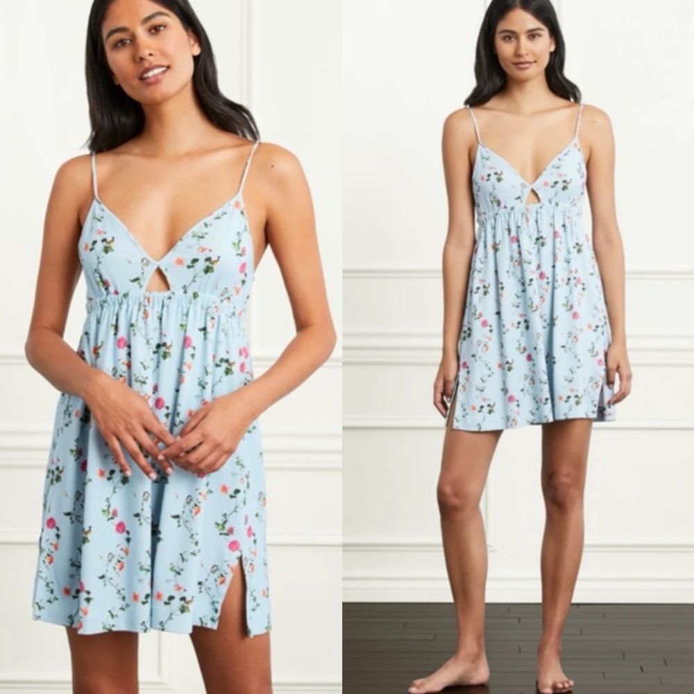 Tuckernuck Hill House The Aurora Sleep Dress Pond Floral Blue Size XS Organic